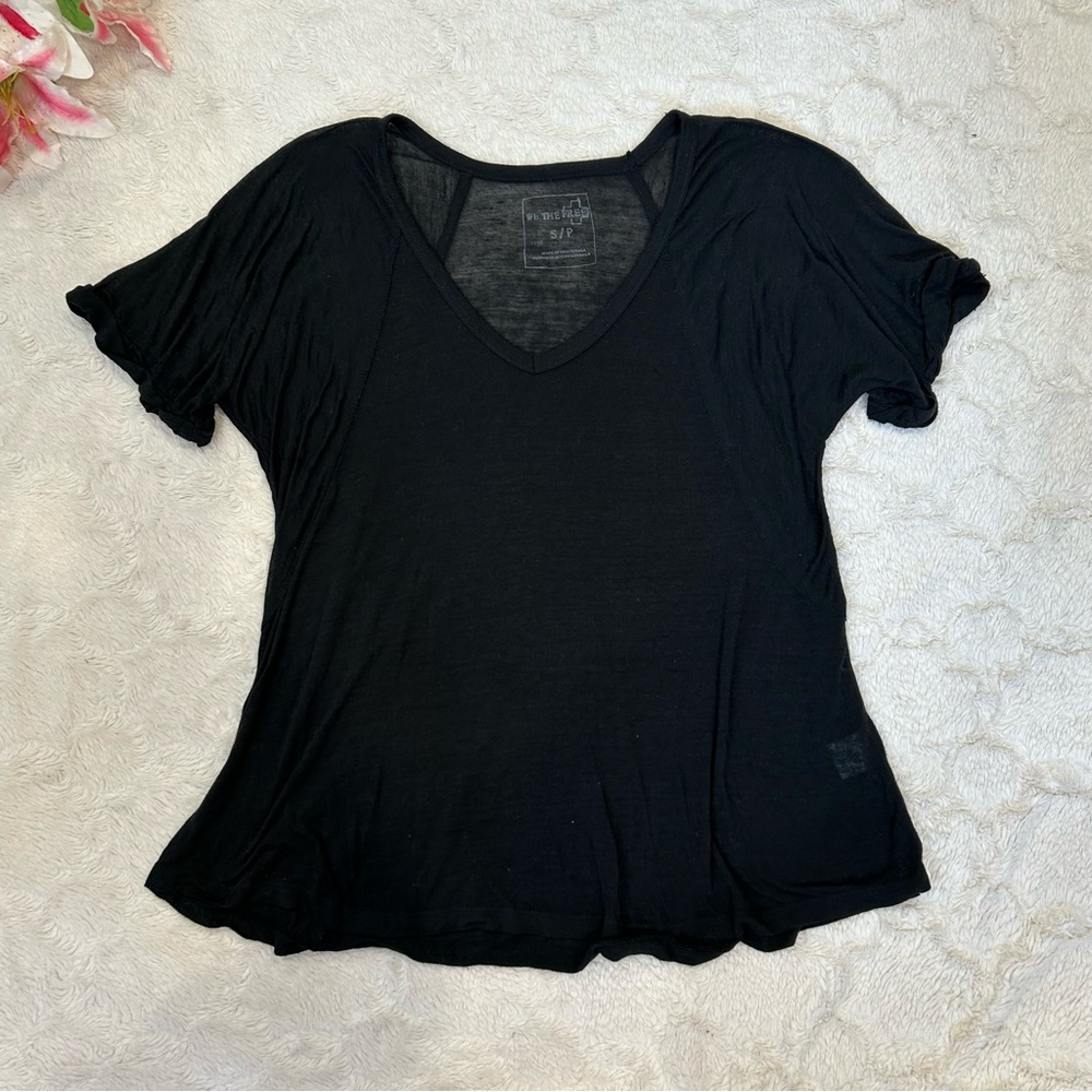 We The Free - Free People - Black Burnout Oversized Short Sleeved T-Shirt